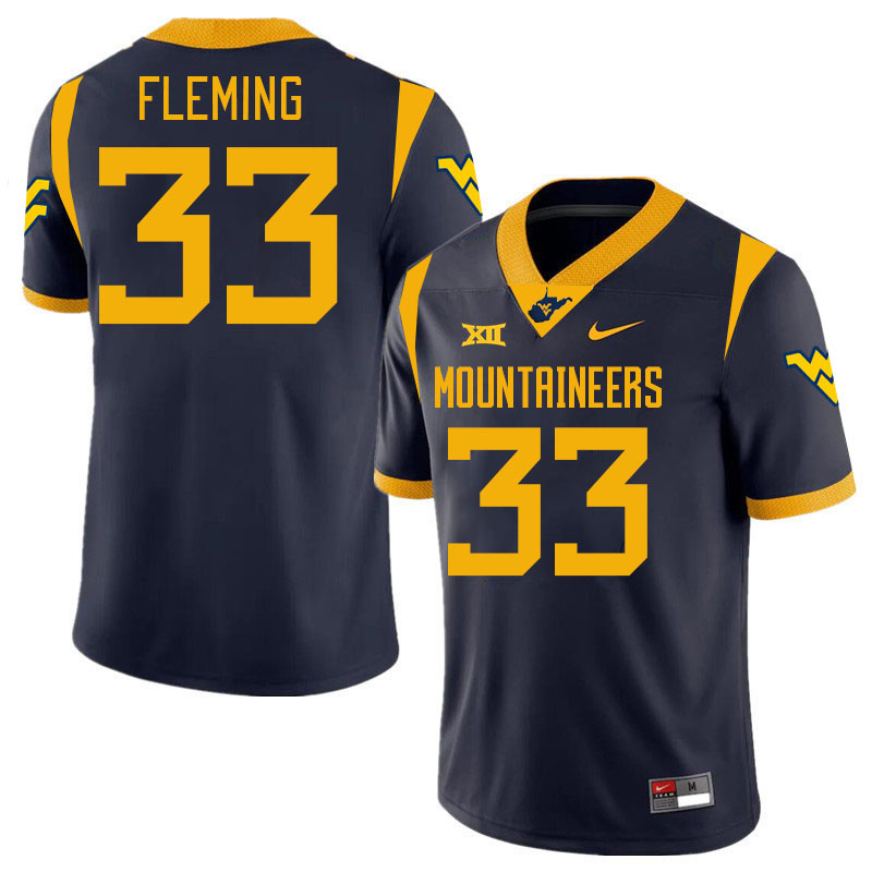 #33 Aydin Fleming West Virginia Mountaineers College 2024 New Uniforms Football Jerseys Stitched Sale-Navy